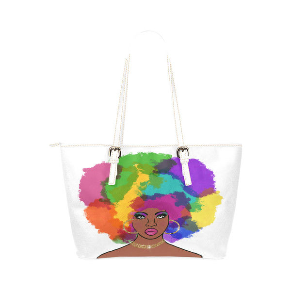 Rainbow Chick Leather Tote Bag