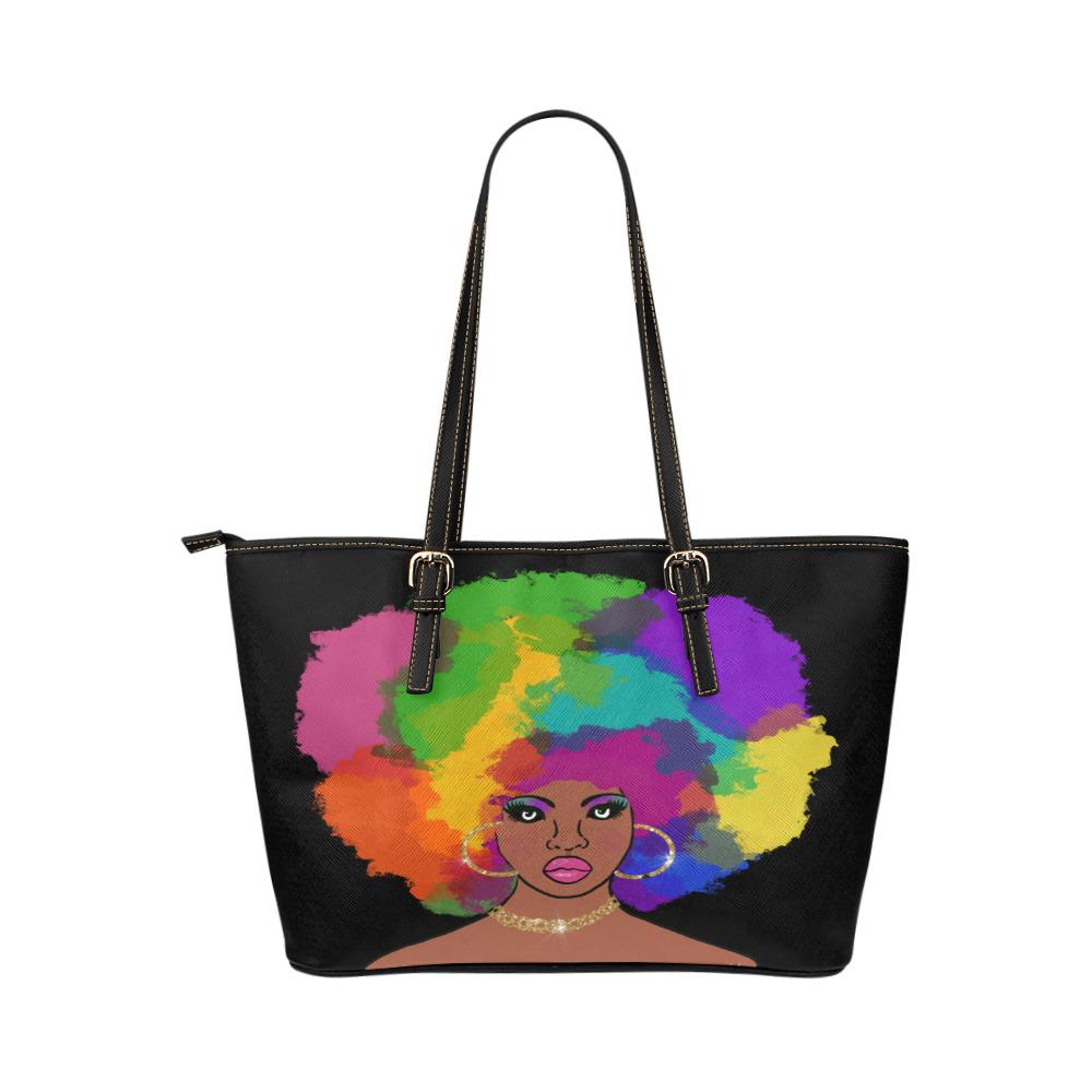 Rainbow Chick Leather Tote Bag