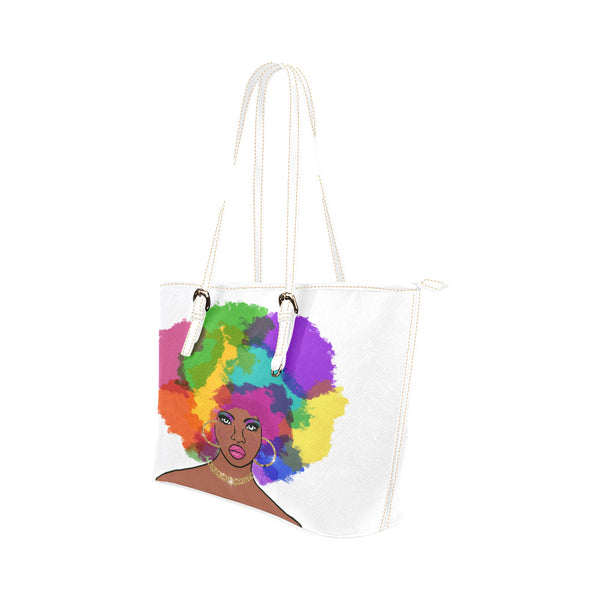 Rainbow Chick Leather Tote Bag