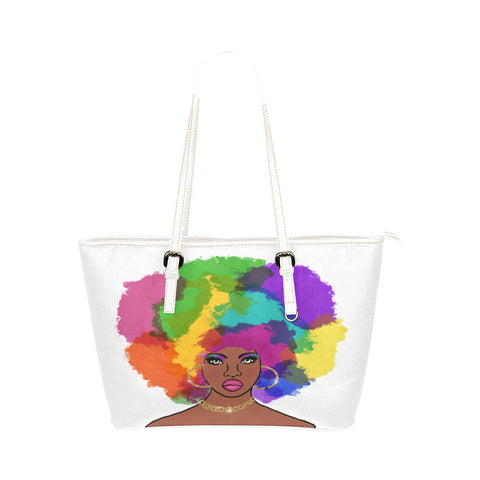 Rainbow Chick Leather Tote Bag