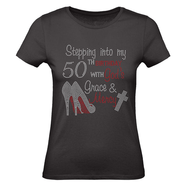 Birthday with God's Grace Rhinestone T-shirt