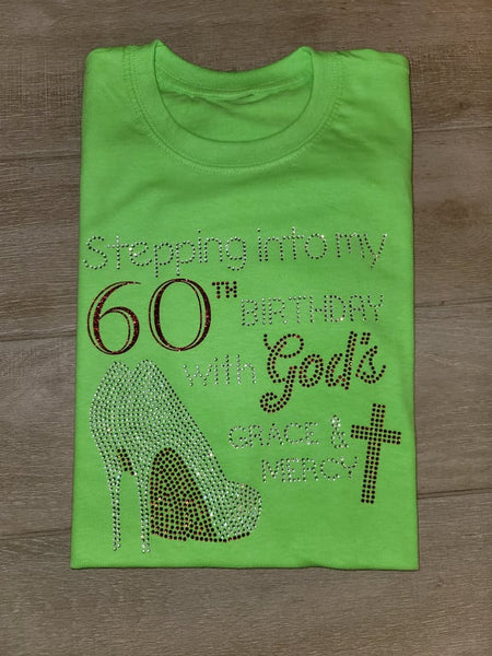 Birthday with God's Grace Rhinestone T-shirt