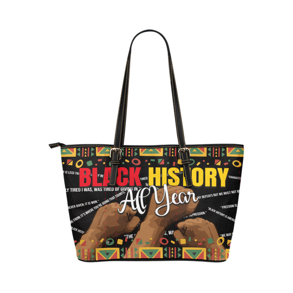 Black History All Year Leather Tote Bag