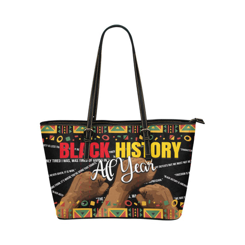 Black History All Year Leather Tote Bag