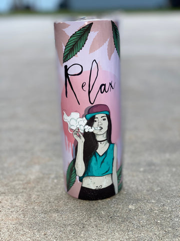 Relax chick smoking weed 20oz Tumbler marijuana mary jane ganja 420